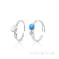 Redondo azul ópalo 925 plateado blanco cz anillos